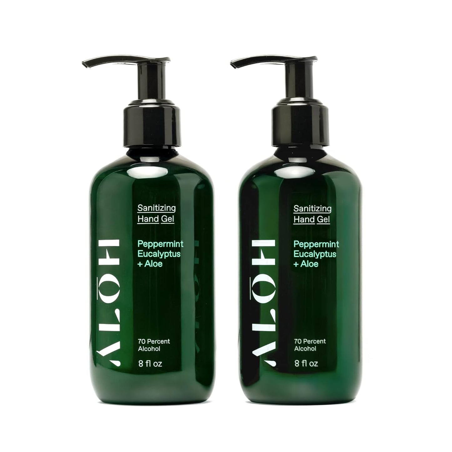 Sanitizing Hand Gel 2-Pack - Peppermint Eucalyptus & Aloe | 70% Alcohol Hydrating Formula | 8oz Bottles