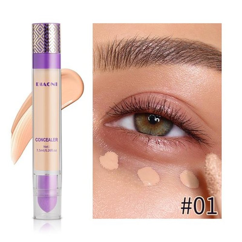 DIAONI Coverage Concealer, DIAONI Liquid Concealer, Korean Conceals Stick Foundation, Lightweight, Long-Lasting, Waterproof, Natural Full Coverage (# 02 LIGHT SKIN TONE)