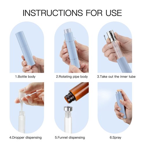 Tekson 10ml Travel Perfume Atomizer Refillable, Mini Cologne Spray Bottle Empty, Small Coffee Spray Bottle (Blue)