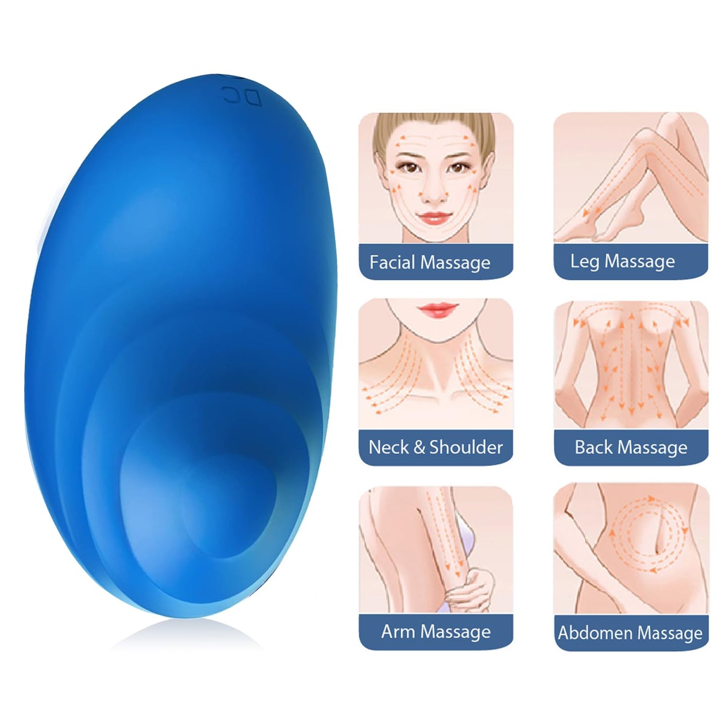 Junroaly Personal Facial Massager, Neck Massager Face Back Massager Tool, Mini Electric Cordless Massager Multi-Function Modes Body Massager for Women Gift(Blue)