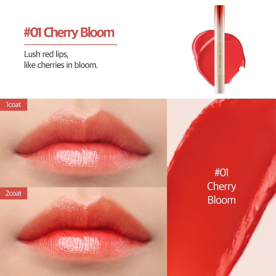Butter Mellow Lip Balm #01 Cherry Bloom, 1.7g (0.06oz) – Moisturizing & Nourishing Lip Care for Soft, Smooth Lips