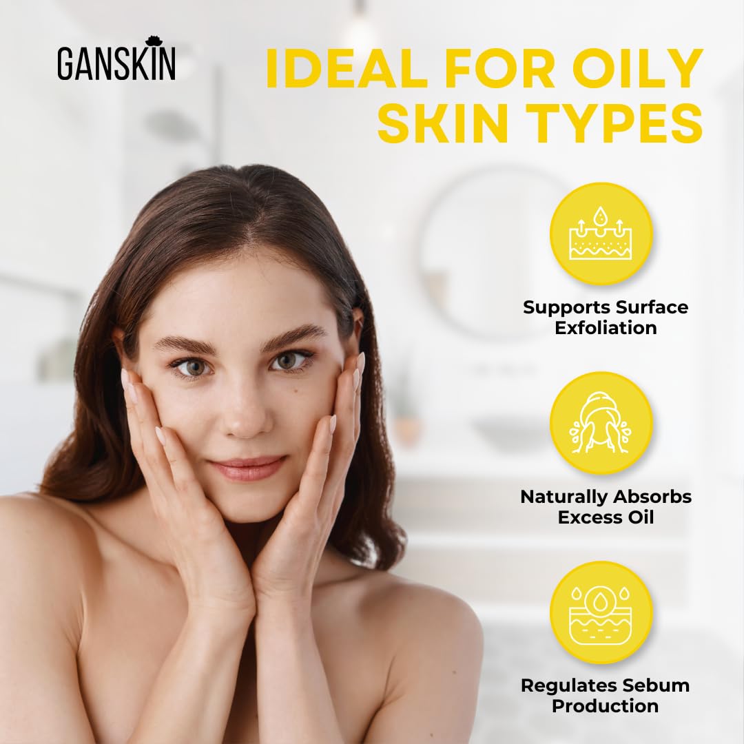 Ganskin Sulfur Soap – Sulfur Face & Body Wash – Sulphur Exfoliating Facial Cleanser Absorbs Excess Oil, Reduces the Look of Breakouts & Cleanses Skin – Natural Oily & Blemish-Prone Skin Care