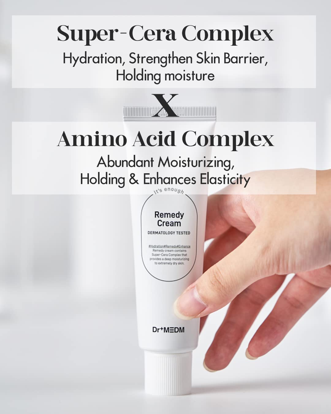 DR+ MEDM Facial Remedy Cream, Skin Barrier Repair Face Moisturizer with Hyaluronic Acid & Amino Acid, for Extremely Dry & Cracked Skin, 1.69 fl.oz.
