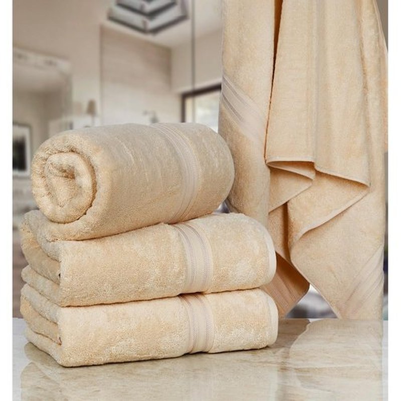 Casa Lino Set of 4 Luxury Linen Bath Towels Extra Large | 100% Soft Cotton 600 GSM Thick Absorbent Quick Dry Hotel Bathroom Towel for Home | 30"x60" | Linen