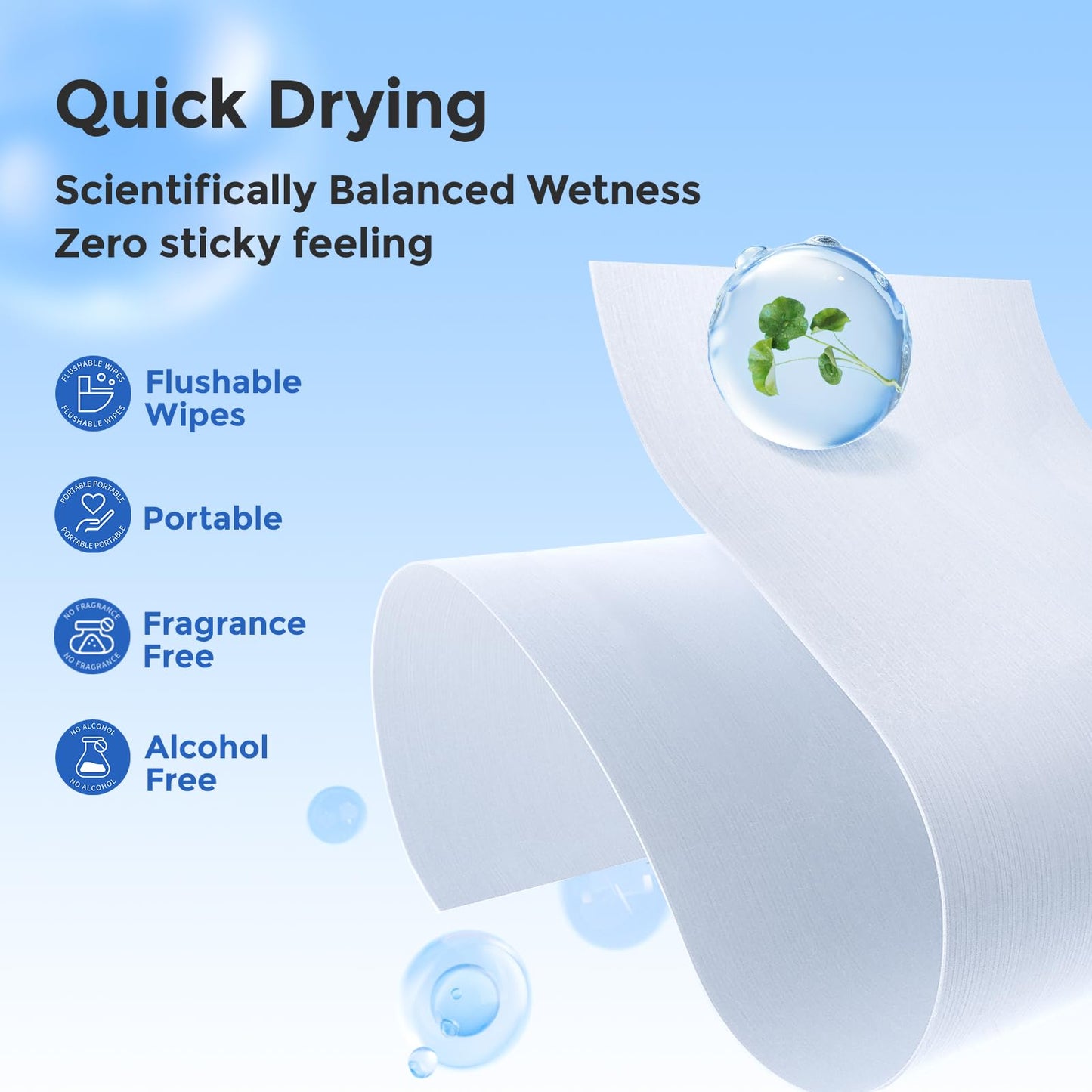 MATERN'ELLA Butt Wipes, Corner-Connected Design Calendula & Centella Asiatica Extract & Flushable Wipe, Fragrance free & Extra Large, Septic and Sewer Safe, Total 308 Wipes