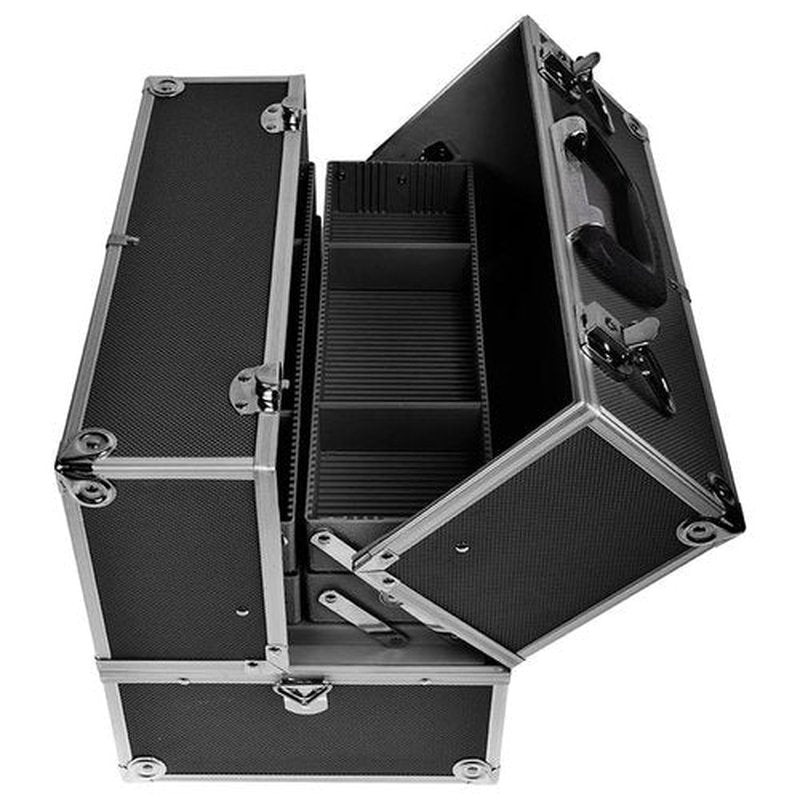 SHANY Essential Pro Makeup Train Case Cosmetic Box Portable Makeup Case Cosmetics Beauty Organizer Jewelry storage with Locks, Multi Compartments Makeup Box and Shoulder Strap - Jet black