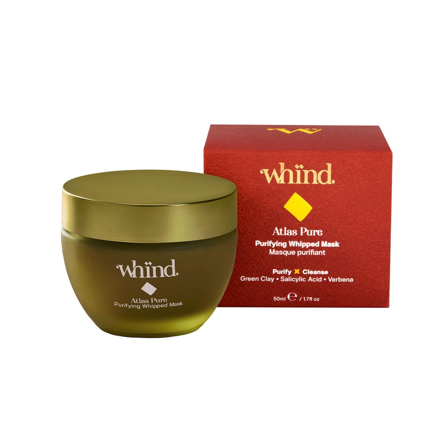 Whind Face Mask – Atlas Pure Purifying Clay Mask – Salicylic Acid & Green Clay Facial Mask Skin Care – Purifies and Hydrates – 50ml