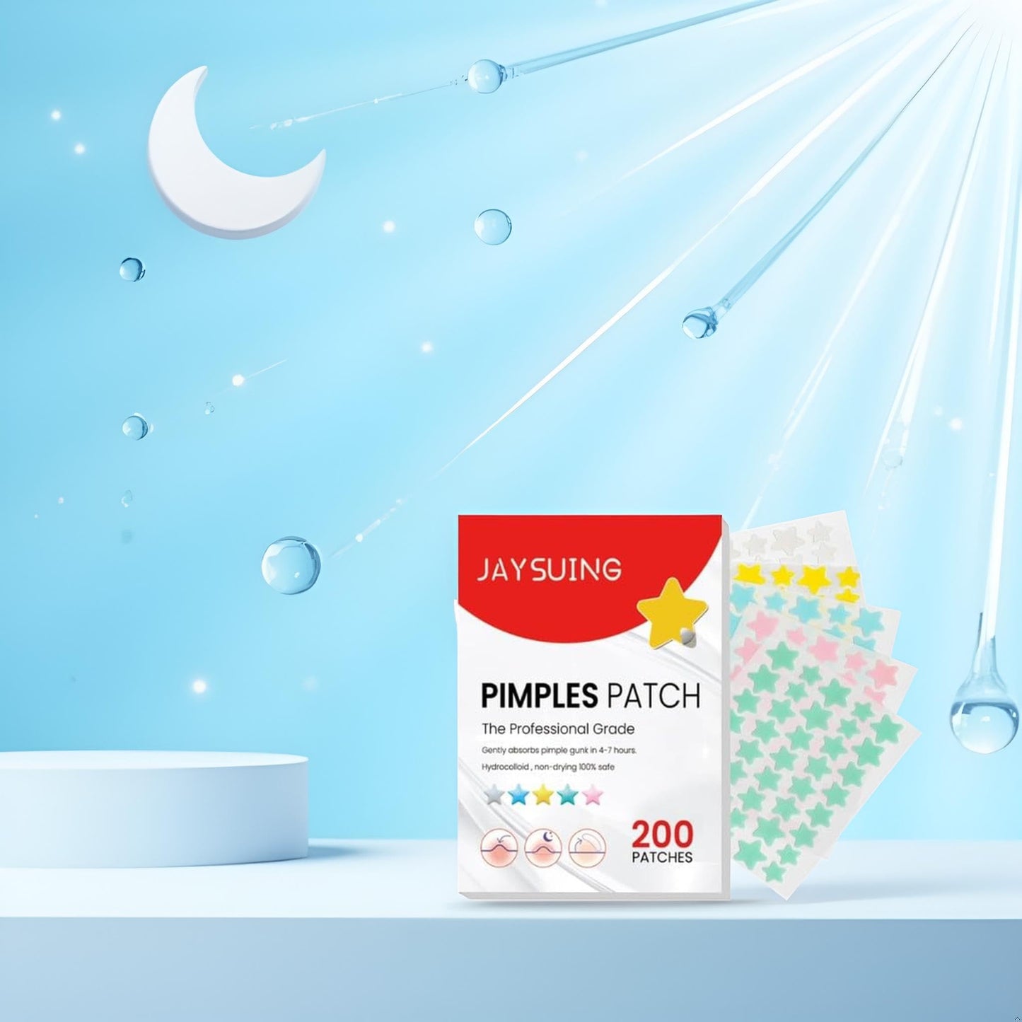 Jowxsx 1 Pack 200 Patches Pimple Patches Star Shaped Hydrocolloid Acne Patches Absorbing Patch Spot Cover Stickers for Face Skin Care Pore Cleansing Strips Treatments and Masks