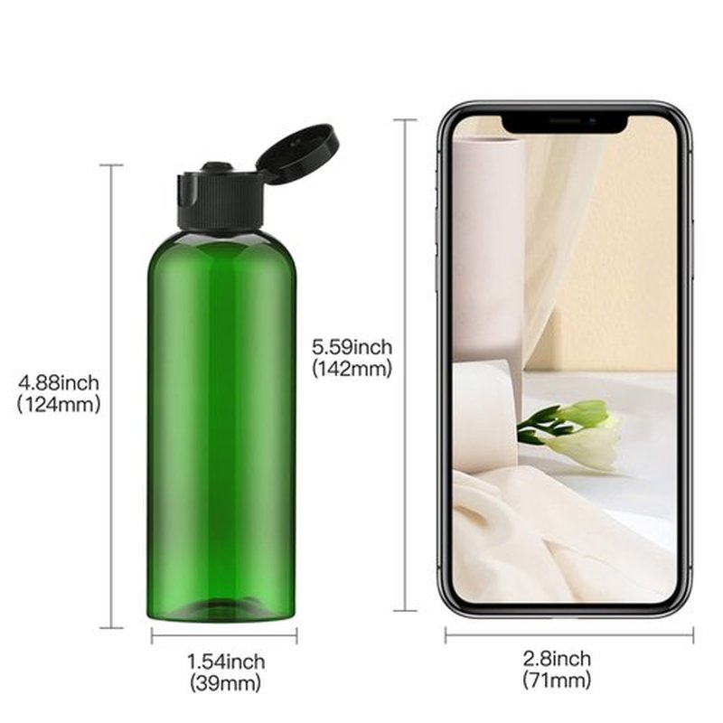 LISAPACK 3.4Oz Travel Bottles with Flip Cap (5 Pcs) Empty Dispenser Container for Travel Size Cosmetics (100ml, Green)