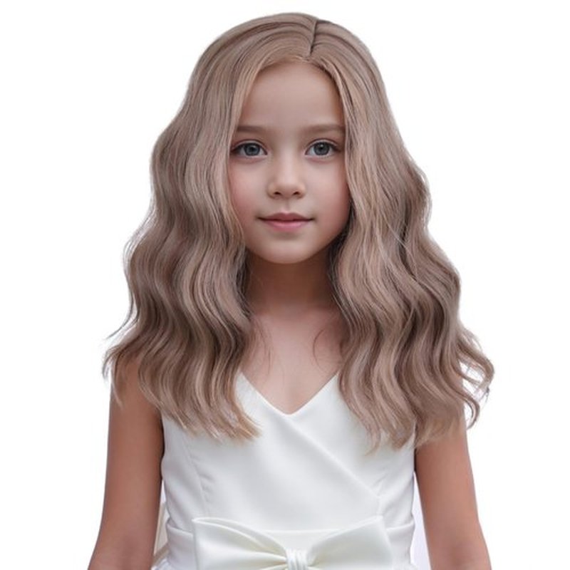 DUDUWIG Blonde Brown Wig for Kids Girls Short Curly Wig Blonde Brown Wigs for Dress Up Party Cosplay Synthetic Wigs Hairnet Include