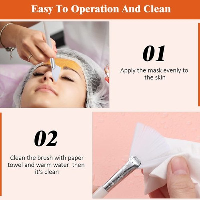9 Pieces Facial Brushes Fan Mask Brushes, Soft Facial Applicator Brushes Tools for Peel Glycolic Mask Makeup for Mud Cream (White, Yellow)