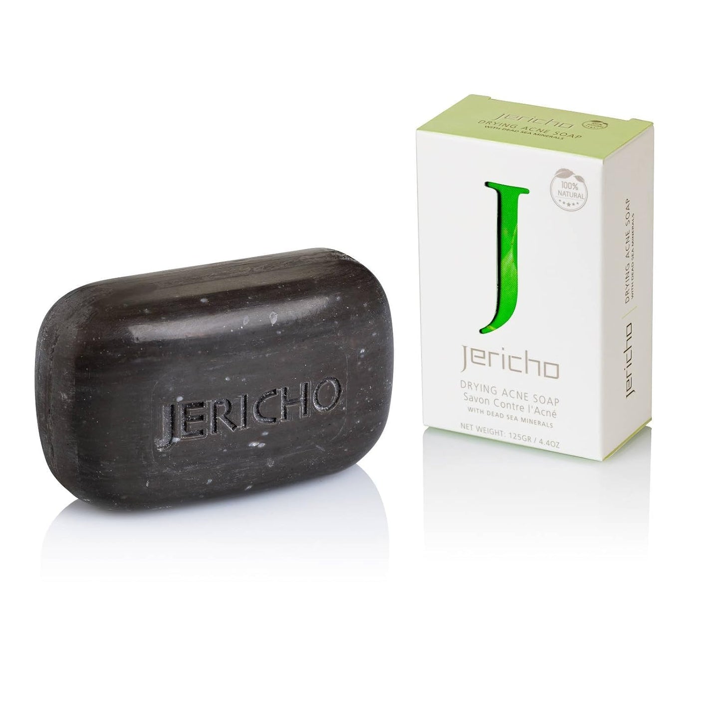 Jericho Acne Drying Bar Soap Face, Chest & Back – Dead Sea Mineral Cleansing Bar, Oily Acne-Prone Skin – Deep Pore Cleanser, Breakouts, Blackheads – Teens & Adults 4.4oz / 125g