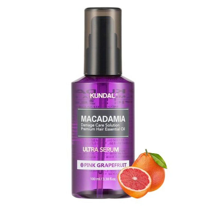 KUNDAL Intense Repair with Macadamia Damage Care Hair Serum [Pink Grapefruit]- Premium Hair Essential Oil, Ultra Nourishing., Natural Ingredients. 100ml(3.38 fl oz)