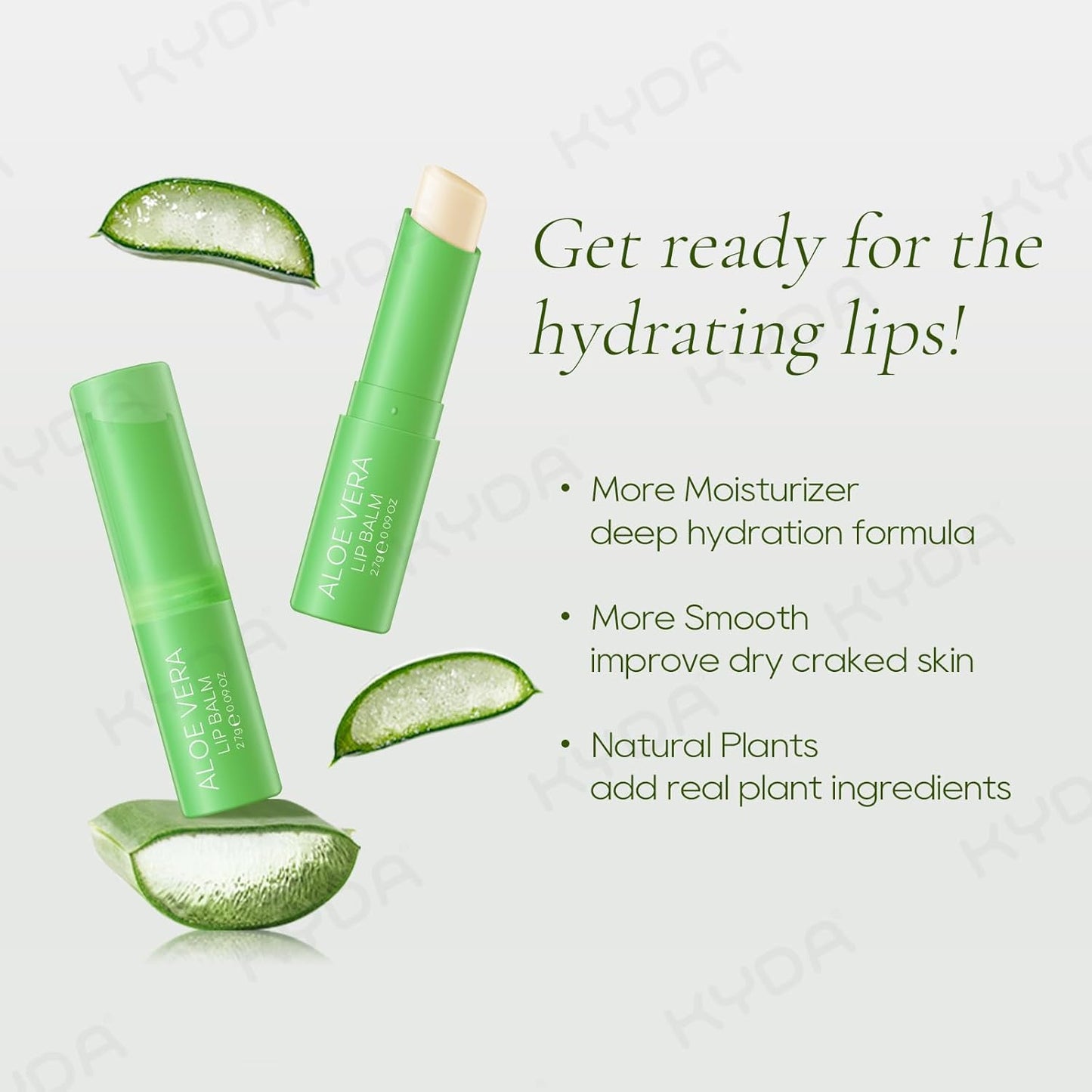 Aloe Vera Lip Balm Set - Deep Hydrating Formula for Dry, Cracked Lips | 3 Pcs, Colorless Finish