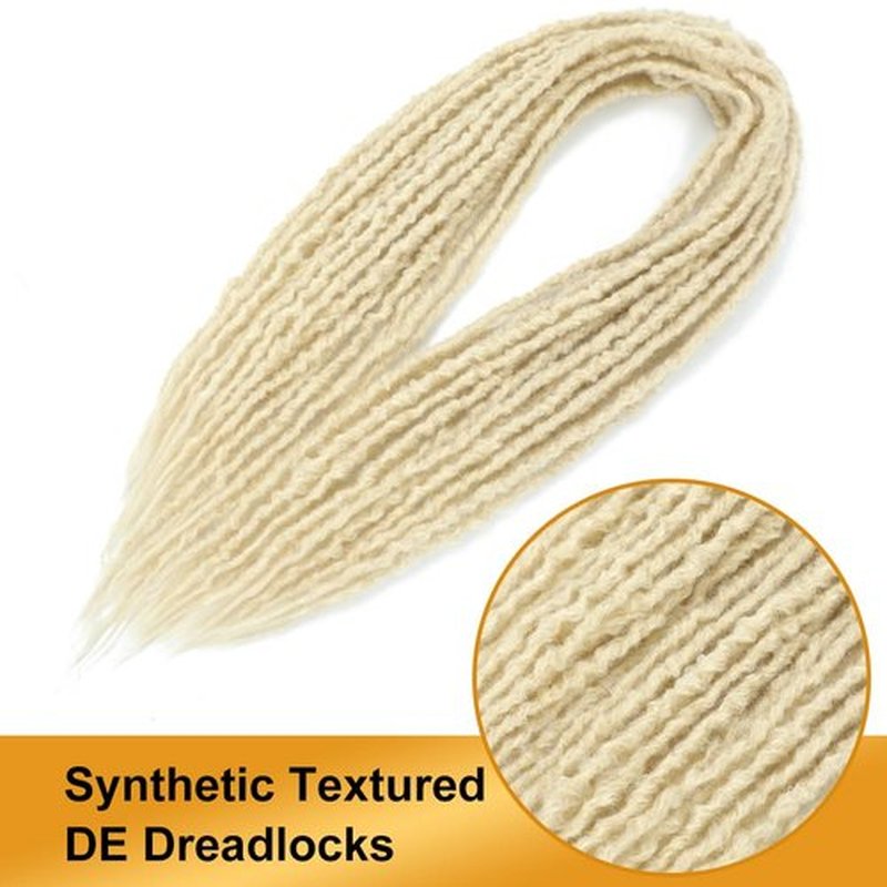Aguacor Synthetic Textured Dreadlocks Straight Double Ended Dreadlock Extensions with Texture 20inches 25 Strands Thin Soft DE Dreadlock Extensions for Women (25 Strands, 613#)