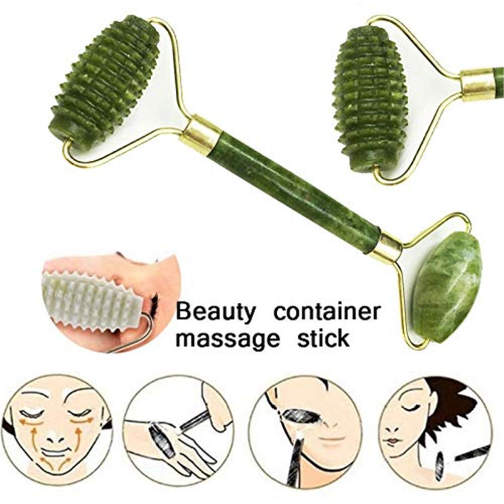 shenghang Emerald Facial Roller Massager Anti-Wrinkle and Relieve Edema Facial ridged Roller Natural Xiuyan Jade rejuvenates the Skin (Green)