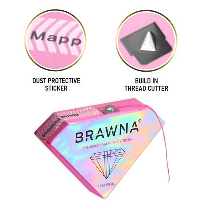 BRAWNA [ 30M ] Pink Mapping String for Eyebrow Measuring - Microblading Thread Ink - Microblading Supplies - PMU Kit