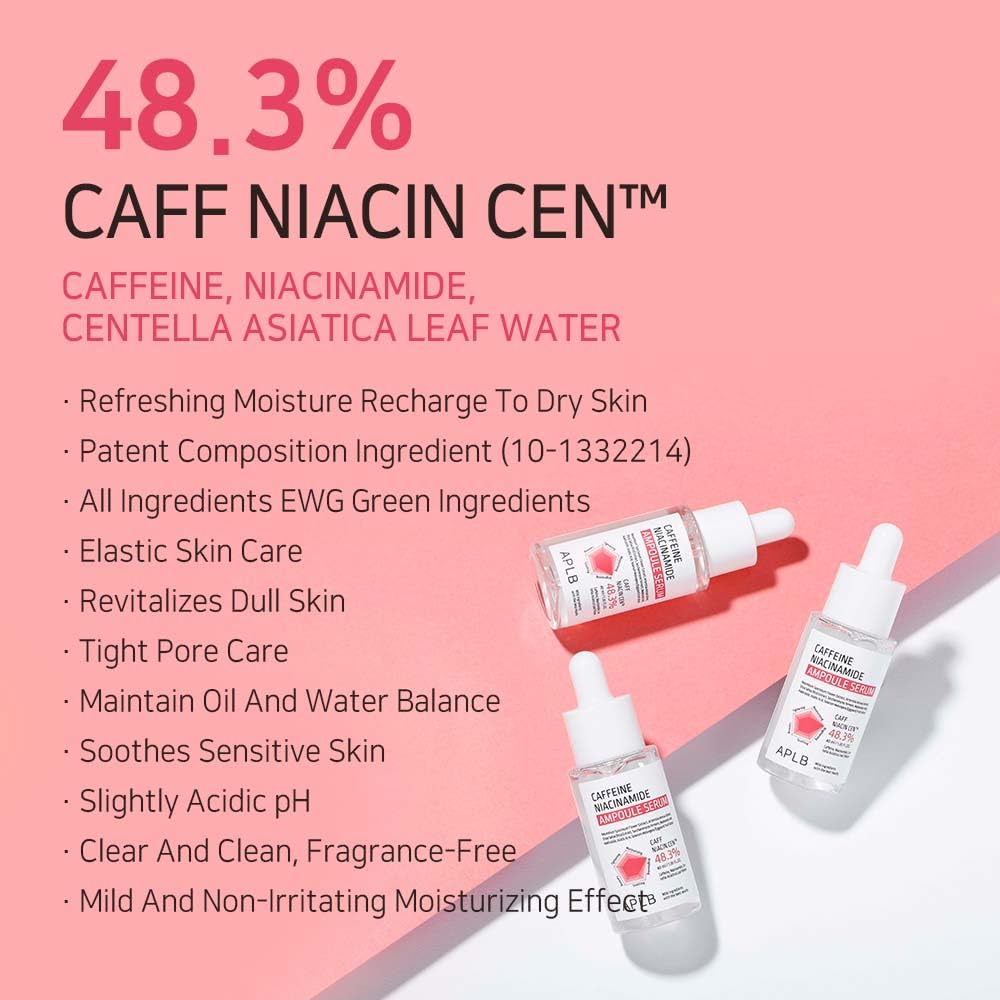 APLB Caffeine Niacinamide Ampoule Serum | CAFF NIACIN CEN™ 48.3% 1.35 FL.OZ/Korean Skincare, Pore care, Deep hydration & Soothing, Elasticity care