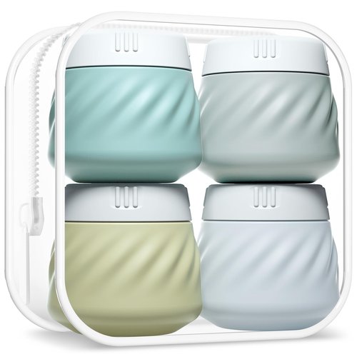 Gemice TSA Approved Travel Containers for Toiletries, BPA-Free Silicone Travel Cream Jars with Clear Bag, Leak-proof Travel Essentials Toiletries Containers for Cosmetic Face Body Hand Cream (4 Pack)