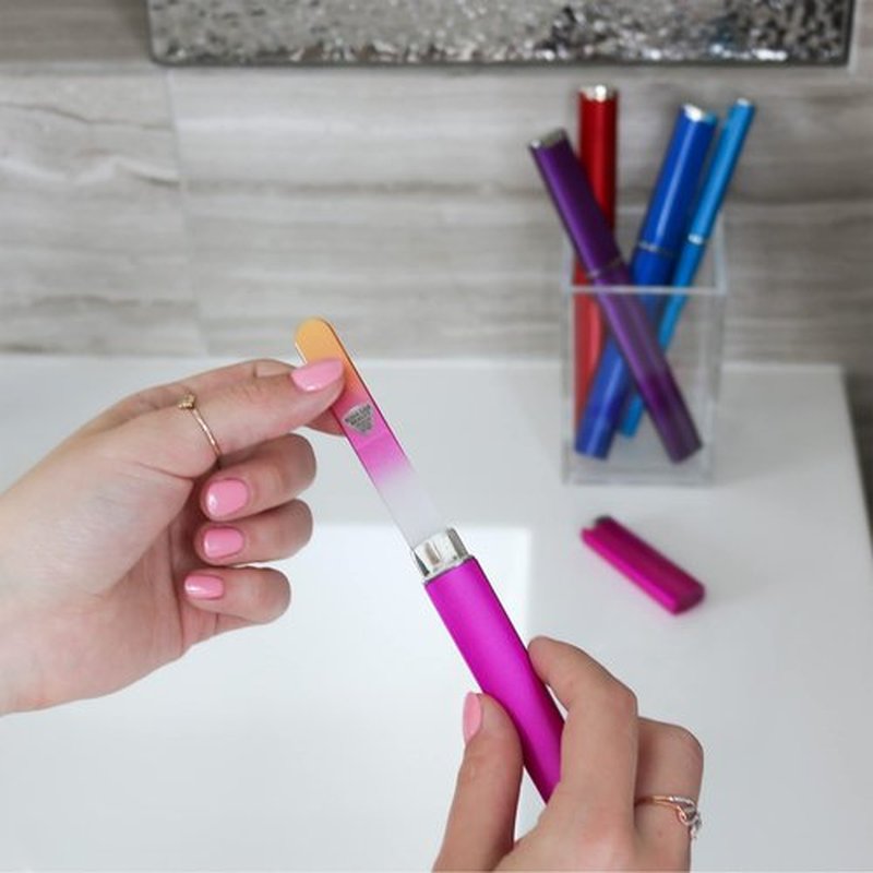 Czech Glass Files for Nails, 5PC Crystal Nail Filer Set. Trim, Shape and Smooth Nails with Bona Fide Beauty Czech Glass