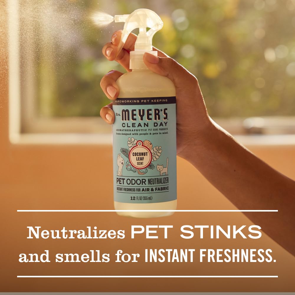 Mrs. MEYER'S Clean Day Pet Cleaning Kit, includes Pet Stain & Odor Fighter 28oz and Odor Neutralizer 28oz, Coconut Leaf