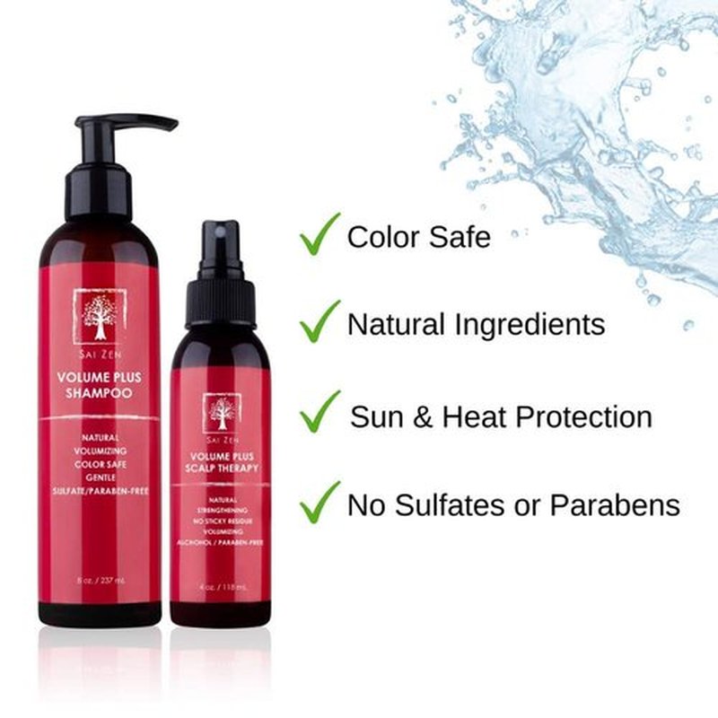 Sai Zen Volume Plus Set | Volumizing Shampoo 8 oz. & Scalp Therapy Spray 4 oz. | Anti-Thinning Formula | Made in USA | Sulfate, Alcohol & Paraben Free