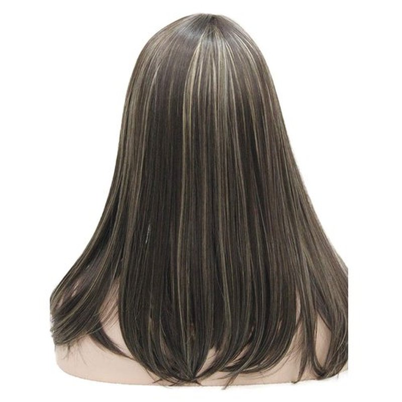 Lydell 14" Long Straight Wig Soft Heat Fiber Hair Cute Neat Bang Under Shoulder Full Wig (6TT24B)