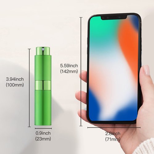 LISAPACK 8ML Atomizer Perfume Spray Bottle for Travel, Empty Refillable Cologne Dispenser, Portable Sprayer (Green)