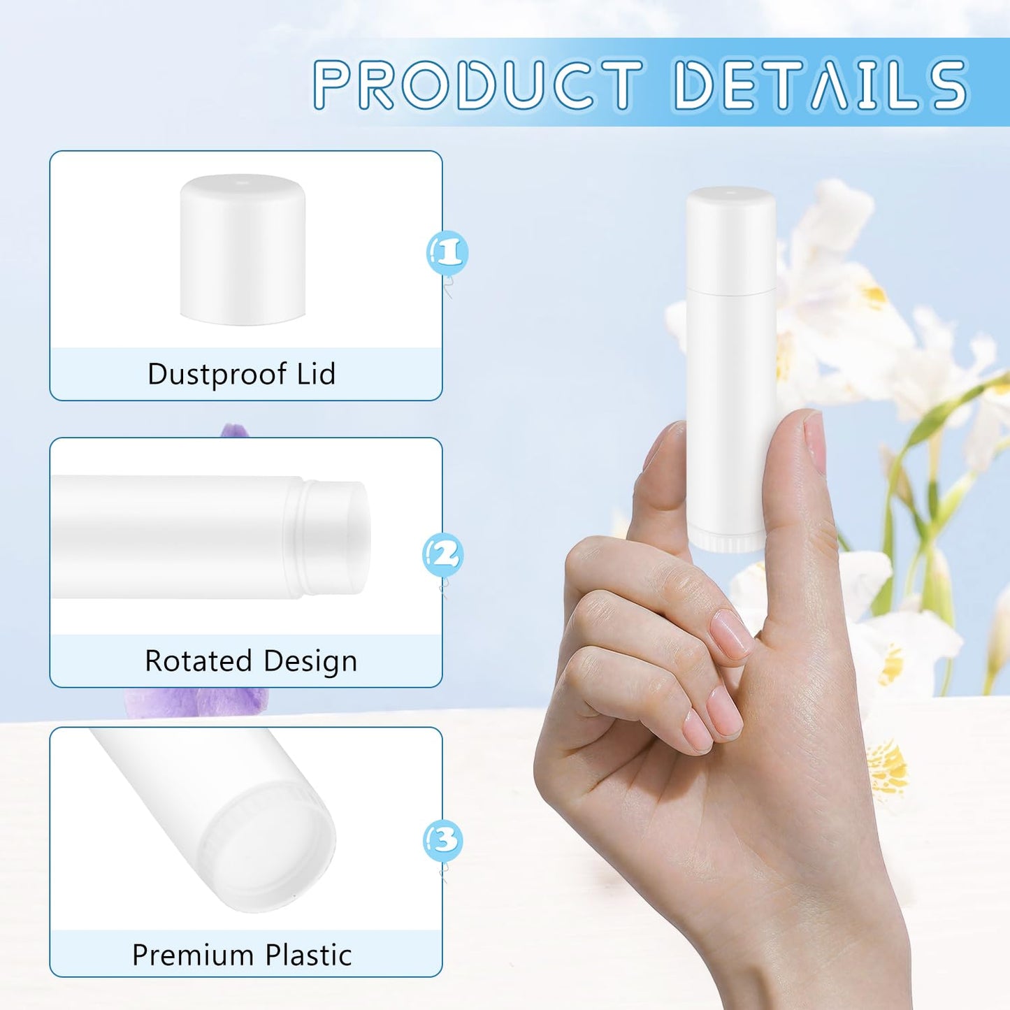 Mirrline 30 Pcs 15g Plastic Lipstick Tubes Empty Lip Balm Containers Refillable Lip Gloss Bottles for DIY Deodorant Lip Balm - White