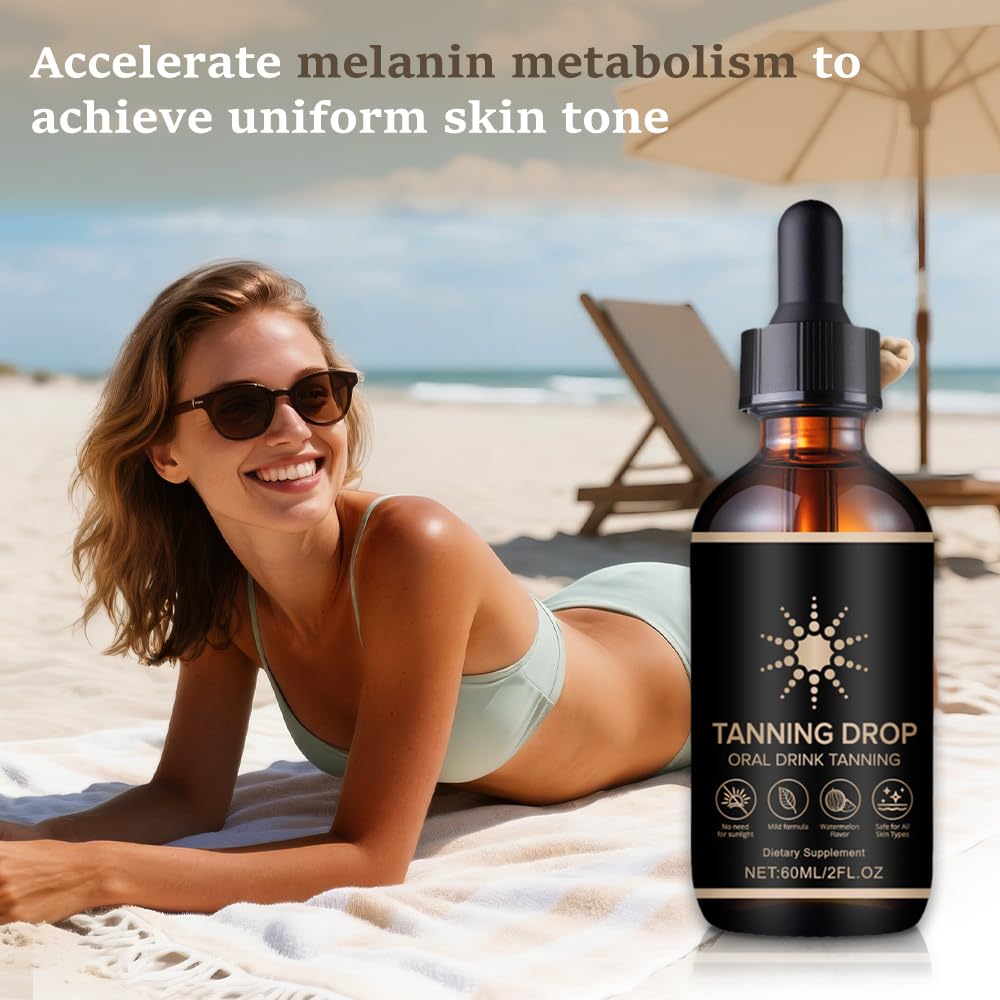 Tanning Drops, Tanning Drops To Drink, Sunless Self Tanner, Bronzing Tanner for Face and Body, Enhancing Natural Skin Tone for All Skin Types(1 Bottle)