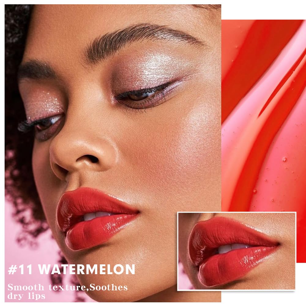 evpct Nourishing Moisturizing Tinted Lip Balm for A Sheer Tint of Color, Softens Smooths Hydrates Moisturizes Lightweight, Lip Care Gloss Plumper Stain for Women Dry & Chapped Lips, 11# WATERMELON