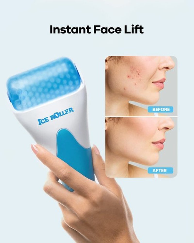 BearKig Ice Roller, Ice Roller for Face, Ice Face Roller, Cold Facial Ice Roller Massager for Eye Puffiness, Women's Gifts, Migraine, TMJ Pain Relief & Minor Injuries, Skin Care Products (Blue)