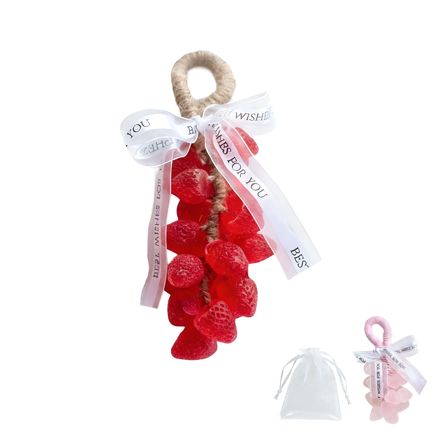 YcaeyLnaR Handcrafted Strawberry Soap on a Rope - Crystal Strawberry Cluste, Natural Cold Process Artisan Soaps, Decorative Scented Bars, Home Decor and Gift Choice (1, Pink)