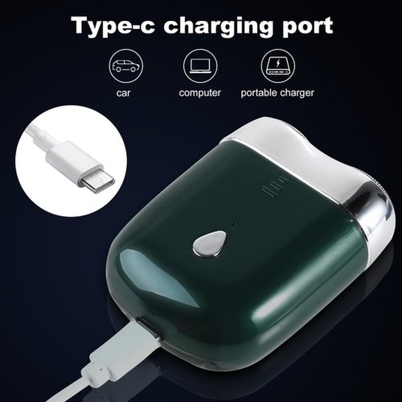 Mini Electric Shaver - USB C Fast Charge Portable Small Shavers for Men, Dual Head Pocket Shaver Washable Travel Electric Razor, Powerful Wet and Dry Mini Razor, Easy One Button Use (Green)