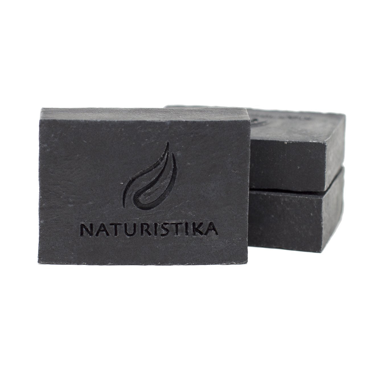 Naturistika Activated Charcoal Soap Bar (3 Pack), Vegan and All Natural Handcrafted with Organic Oils. Face and Body Soap. For Men, Women and Teens. Unscented.