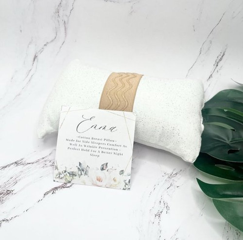 Strapless Handcrafted in The USA Cotton Breast Pillow for Woman Gift for her Side Sleeper Chest Relief Pillow While Sleeping with Anti Aging in Wrinkle Prevention (White Glitter)