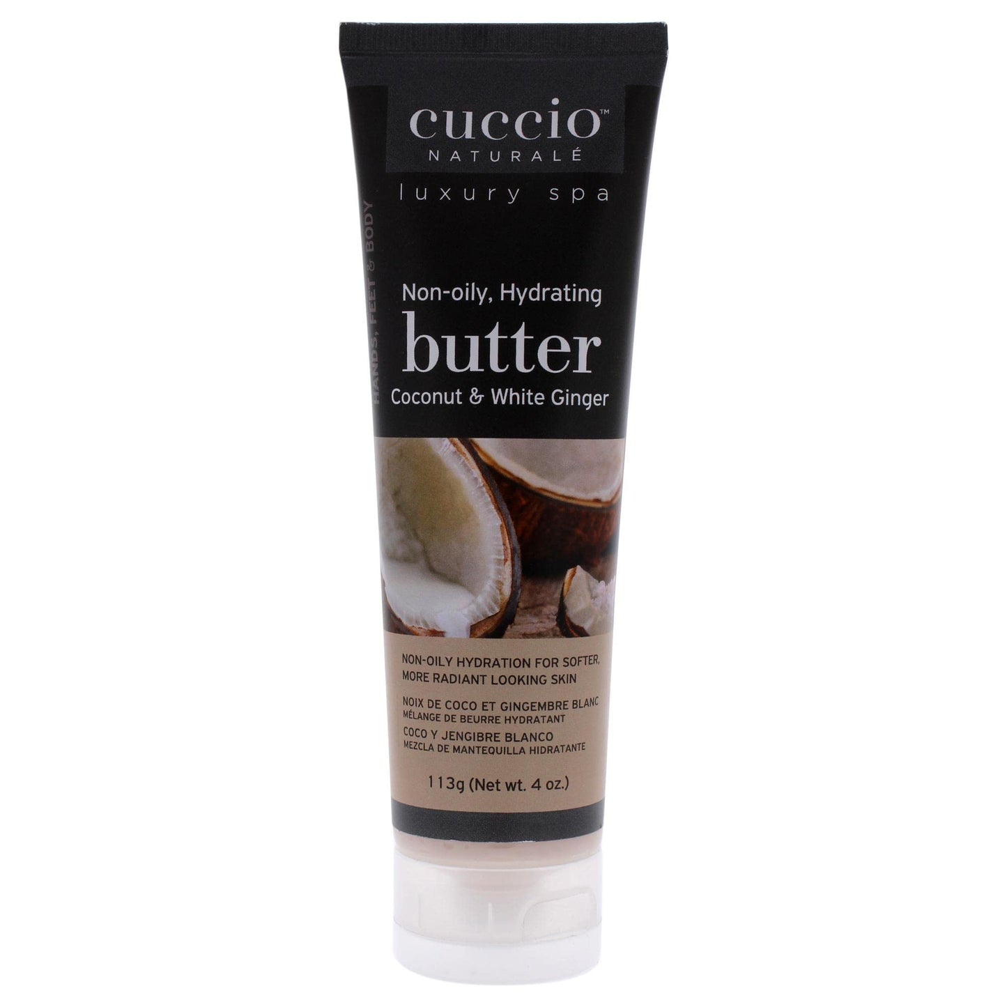 Cuccio Naturale Butter Blends - Ultra-Moisturizing, Renewing, Smoothing Scented Body Cream - Deep Hydration For Dry Skin Repair - Made With Natural Ingredients - Coconut & White Ginger - 4 Oz