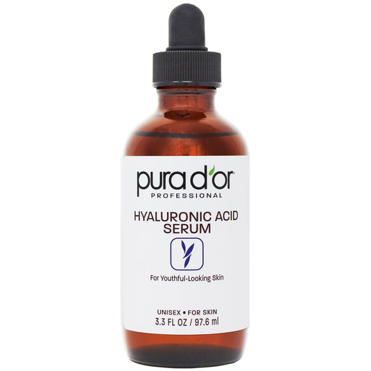 PURA D'OR 3.3 Oz Hyaluronic Acid Serum For Deep Hydration: Anti-Aging, Plumping & Moisturizing Formula For Ayurvedic Skin Care-Smooth, Supple Skin - Natural Boost - Fine Lines & Wrinkle Reducer