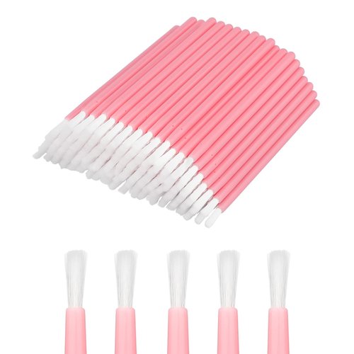 GCQQ 100PCS Disposable Lip Brushes, Pink Lipstick Applicator, Lip Wands Makeup Beauty Tool Kits PYO Cookie Paint Brush (Pink)