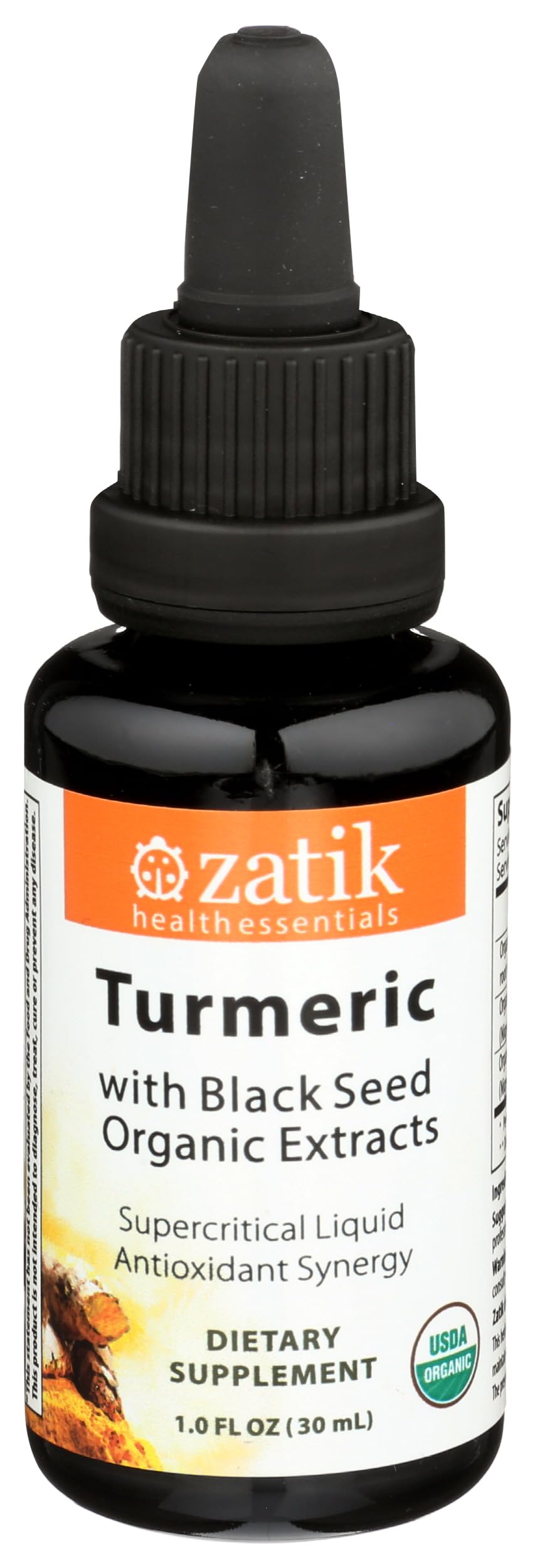 Zatik Naturals - Turmeric Supercritical Liquid with Black Seed Organic CO2 Extract, Antioxidant Synergy, Cold Pressed, Unrefined Oil, USDA Organic Certified, Vegan, Non-GMO, 1.0 Fl Oz