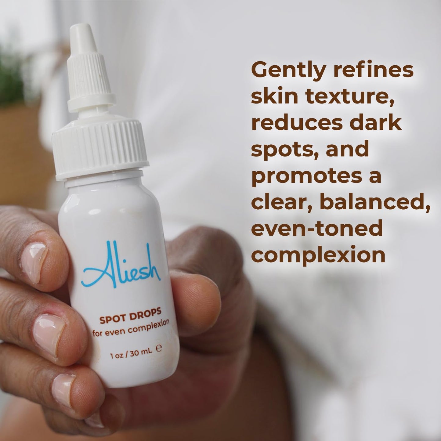 Aliesh Skincare Spot Drops, Brightening Face Serum with Kojic Acid and Arbutin, Dark Spot Corrector, Lightweight Daily Serum for Even Tone and Glow (1oz)