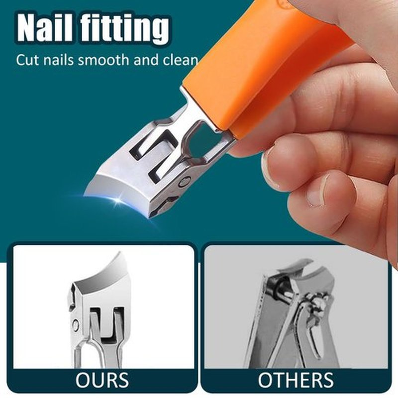 Wide Jaw Opening Anti-Splash Slanted Nail Clipper, 2025 New Fingernail and Toenail Clipper Cutters, Wide Jaw Opening Slanted Curved Nail Clippers for Seniors Men Women (Black Orange)