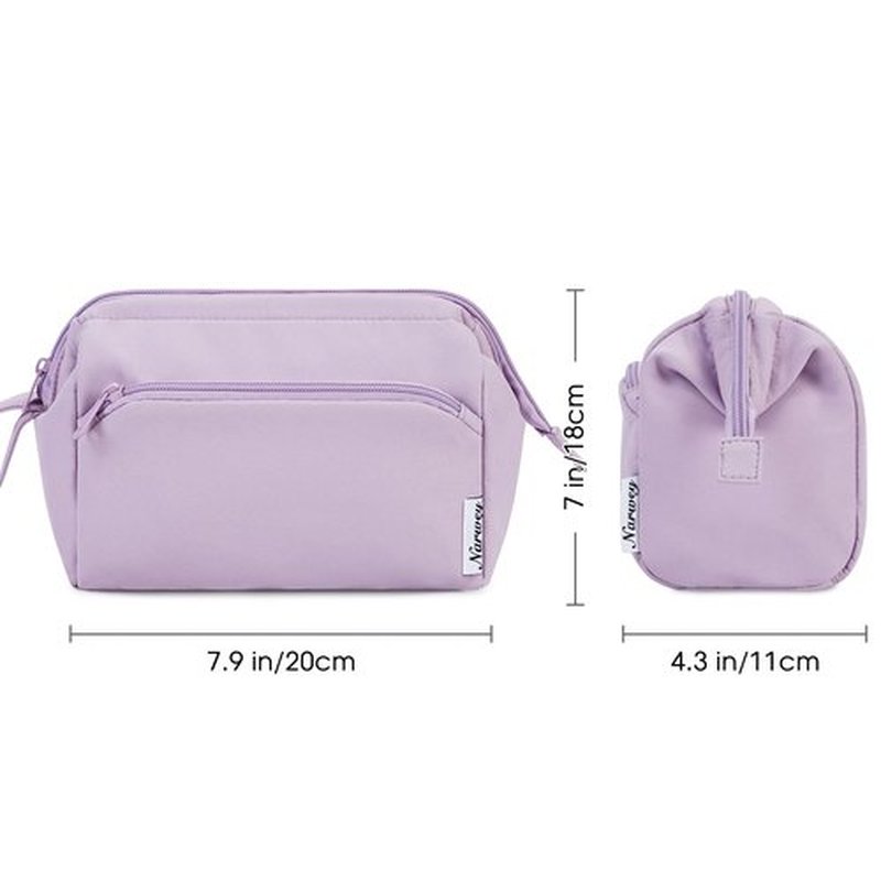 Narwey Large Makeup Bag Women Wide-open Make up Bag Travel Cosmetic Bag Organizer Toiletry Bag for Cosmetics Toiletries Accessories (Purple)