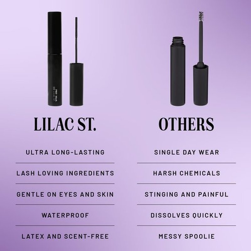 Lilac St - PRO Lash Glue (Black) - Lash Cluster Glue - Quick Dry Formula - Mini Mascara Wand Applicator - Strong & Flexible Hold - Waterproof - Sensitive Eyes Safe - Cruelty Free, Vegan, Women Founded