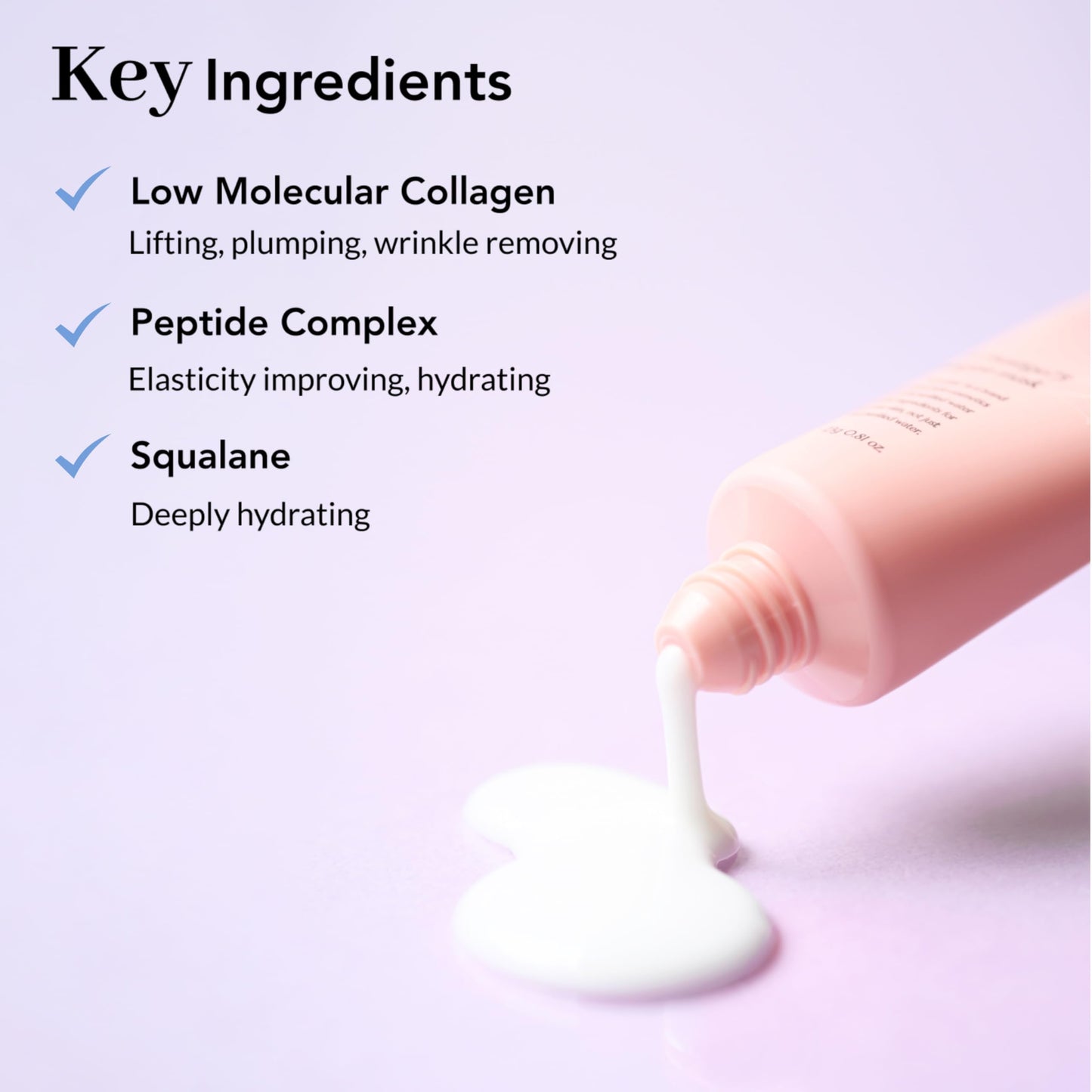 NOWATER Collagen Peel Off Mask Travel Size 0.81 oz – Korean Wrapping Face Mask Sample, 300 Dalton Hydrolyzed Collagen & 6 Peptides for Glass Skin, Firming Trial Pack