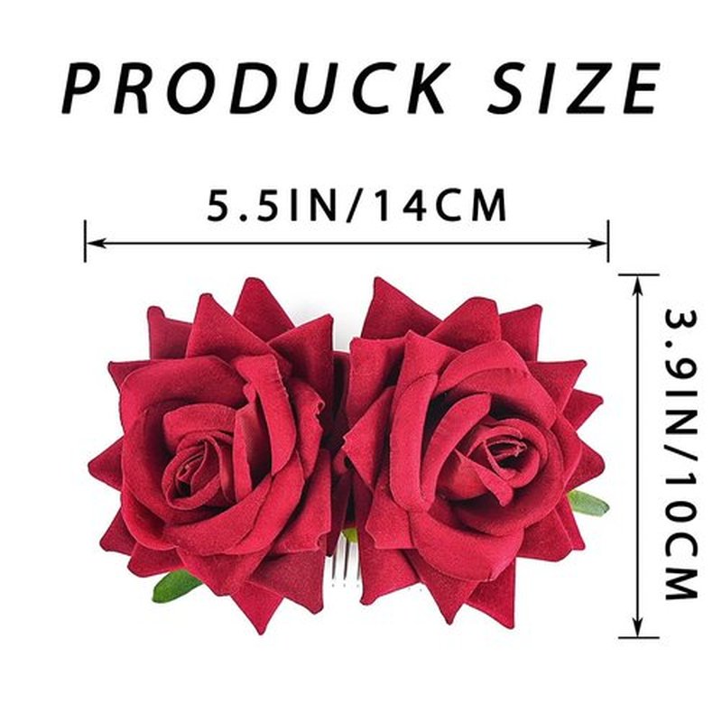 Foyte Flower Bride Wedding Hair Comb White Rose Headpieces Bridal Side Combs Purple Floral Bridesmaid Hair Accessories for Women (Rose)