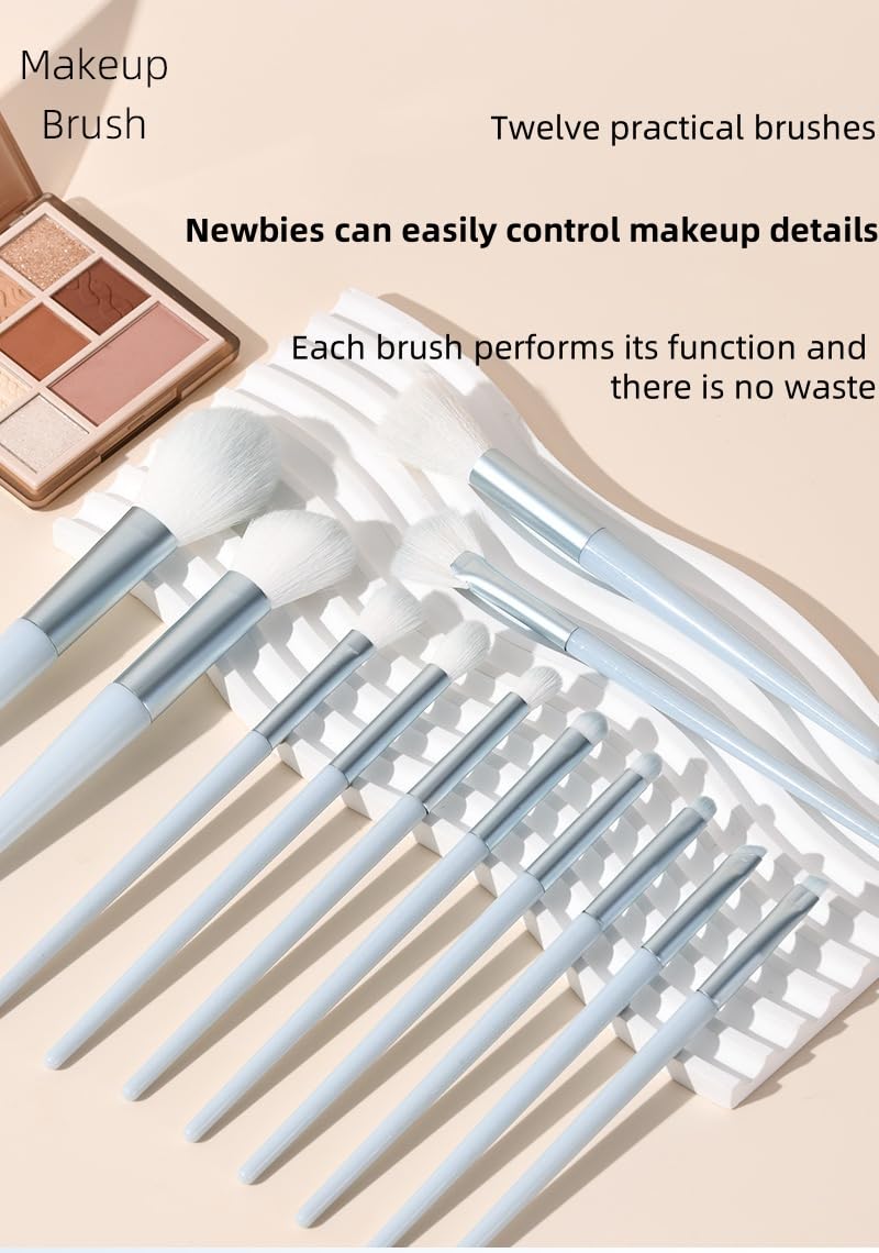 Professional Makeup Brush Set 12 Piece, Vegan Soft Synthetic Bristles for Foundation, Concealer, Eyeshadow, Blending & Contouring, Complete Cosmetic Brush Kit for Beginners and Experts Father's Day