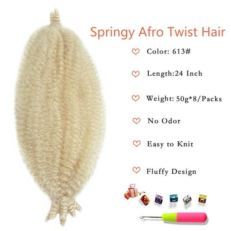 Marley Twist Braiding Hair Marley Twist Hair Springy Twist Hair Afro Twist Hair 14 Inch 7 Packs Pre Separated Pre Fluffed Twist Hair for Braids Marley Crochet Hair Extensions (613#,7Packs)