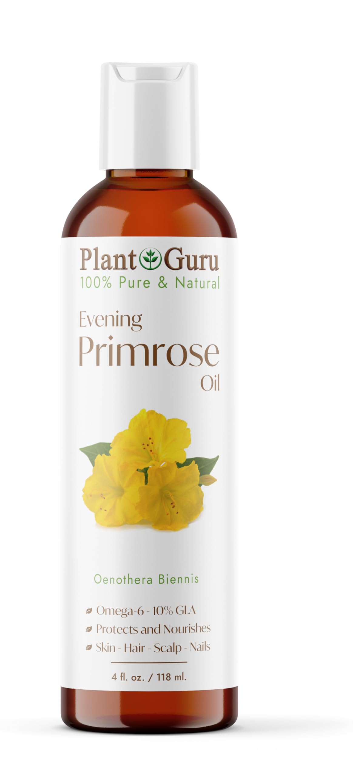 Evening Primrose Oil 4 fl. oz. Cold Pressed 100% Pure Natural Carrier - Skin, Face, Body and Hair Growth Moisturizer. Great for DYI Soap Making, Creams, and Lip balms.