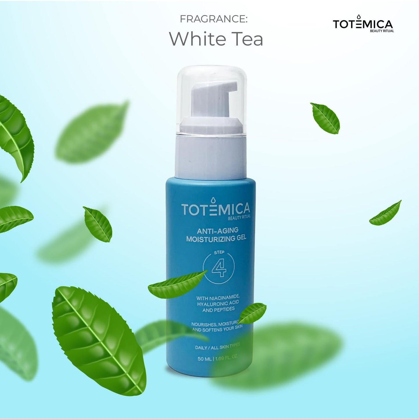 TOTEMICA Face Moisturizer with Niacinamide, Hyaluronic Acid, and Peptides, Wrinkle Filler Anti Aging Serum, Firming Moisturizer for All Skin Types - Vegan, Cruelty-Free (1.69 Fl Oz)